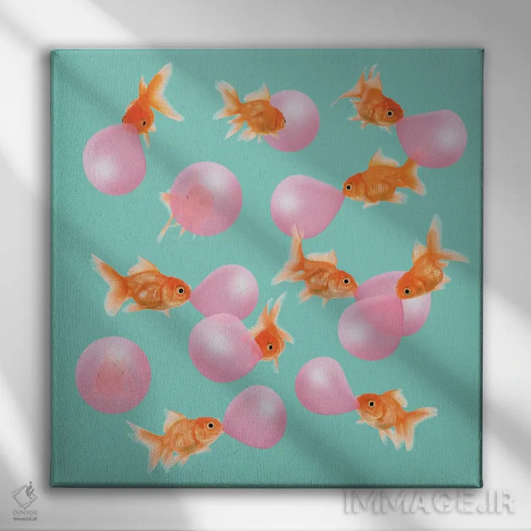 تابلو دکوراتیو "ماهی گلی آدامس بازی" اثر یوناس لوس - نمای روبهرو روی دیوار