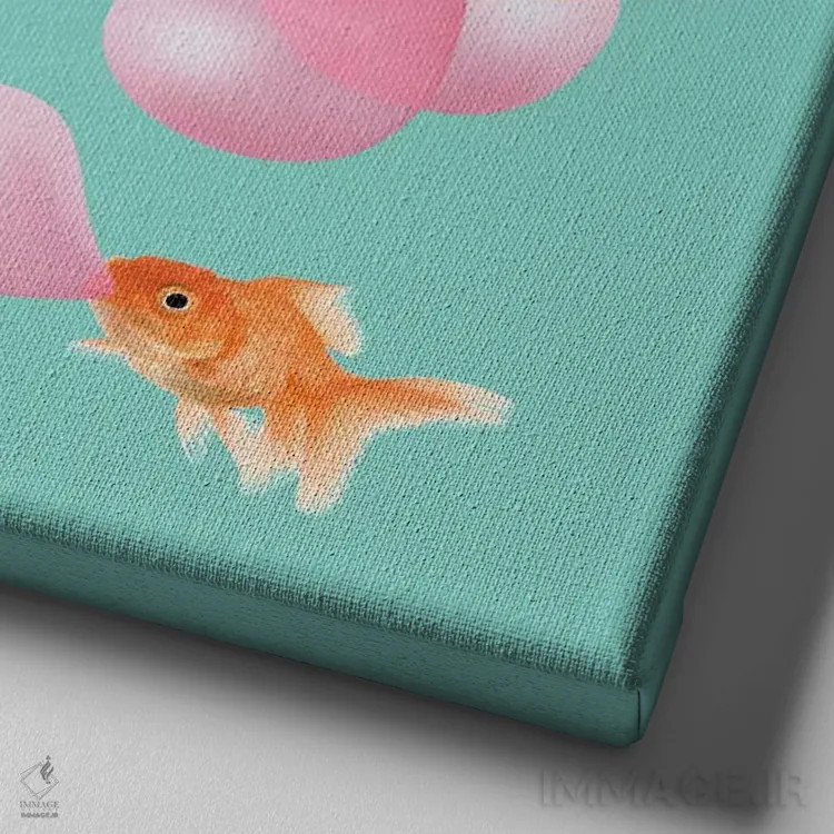 تابلو دکوراتیو "ماهی گلی آدامس بازی" اثر یوناس لوس - نمای نزدیک بافت بوم