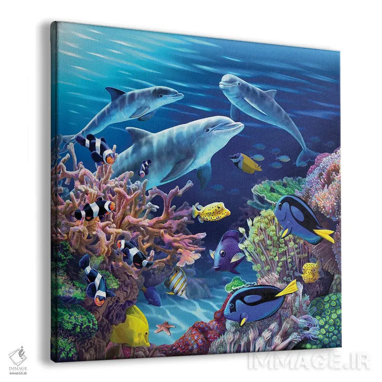 تابلو دکوراتیو "زندگی دلفین" اثر لیزا پارکر - نمای پرسپکتیو محصول
