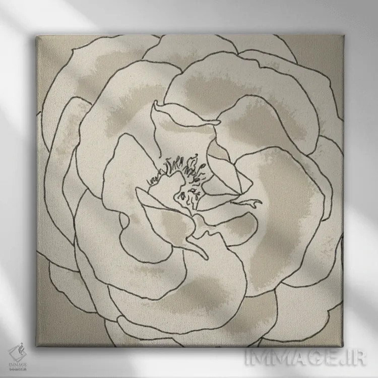 تابلو مدرن "شکوفه های بژ ۲" اثر آلونزو ساندرز - نمای روبهرو روی دیوار