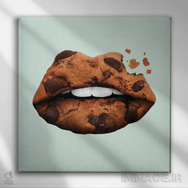 تابلو دکوراتیو "لب های کوکی" اثر یوناس لوس - نمای روبهرو روی دیوار