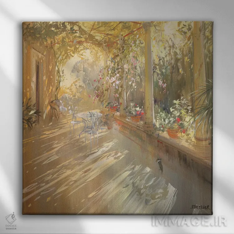 تابلو دکوراتیو "زیر سایبان" اثر لوران پارسلیه - نمای روبهرو روی دیوار