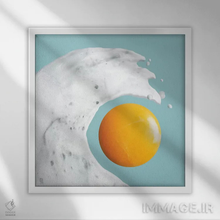 تابلو مینیمال "موج تخم مرغ" اثر یوناس لوس - نمای قابدار سفید