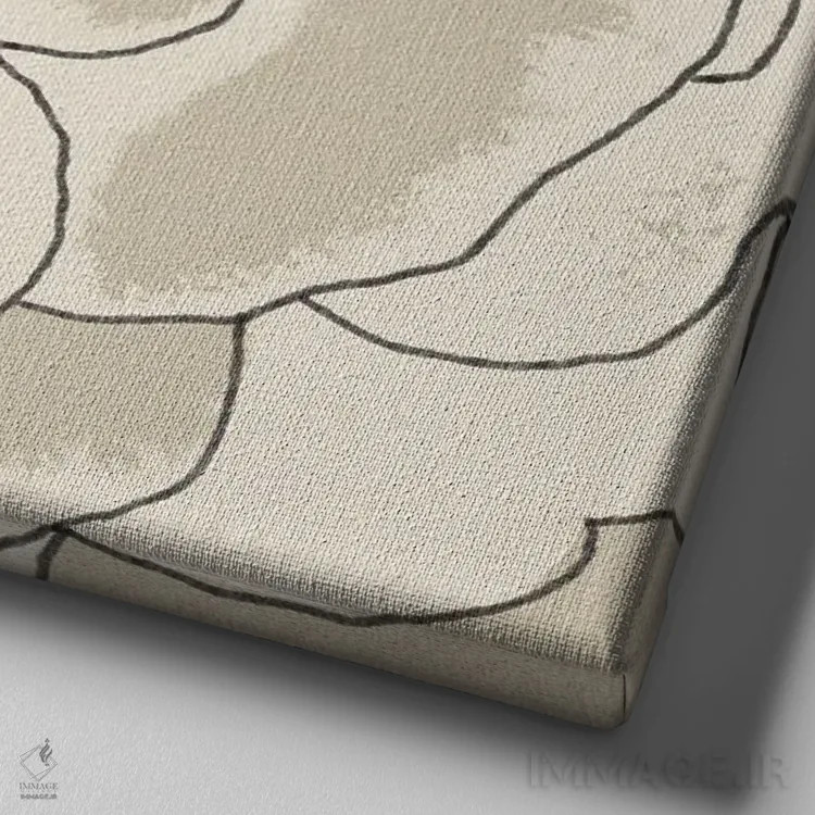 تابلو مدرن "شکوفه های بژ ۲" اثر آلونزو ساندرز - نمای نزدیک بافت بوم