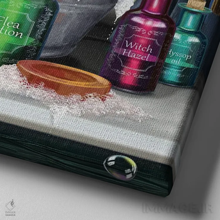 تابلو دکوراتیو "زمان حمام" اثر لیزا پارکر - نمای نزدیک بافت بوم