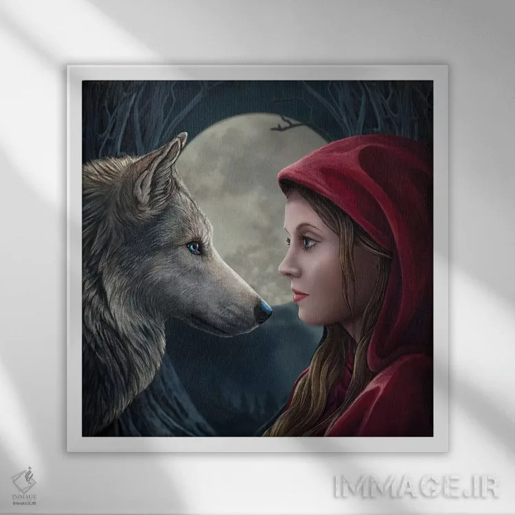 تابلو دکوراتیو "مسحور ماه، مربع" اثر لیزا پارکر - نمای قابدار سفید