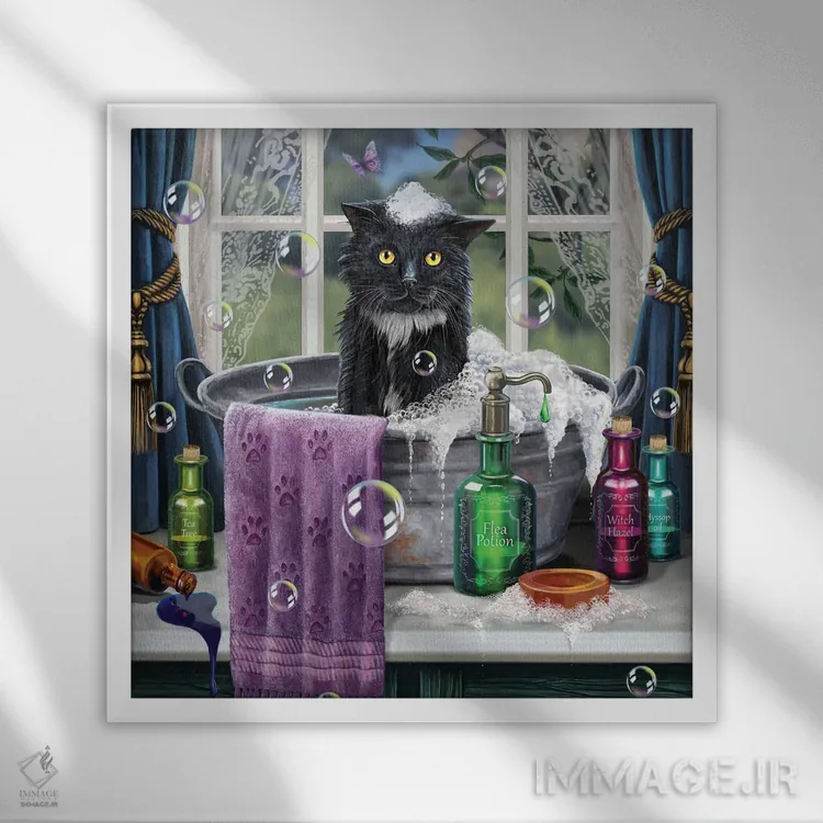 تابلو دکوراتیو "زمان حمام" اثر لیزا پارکر - نمای قابدار سفید