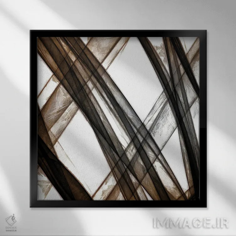 تابلو مینیمال "راه های متقاطع ۳" اثر آلونزو ساندرز - نمای قابدار مشکی