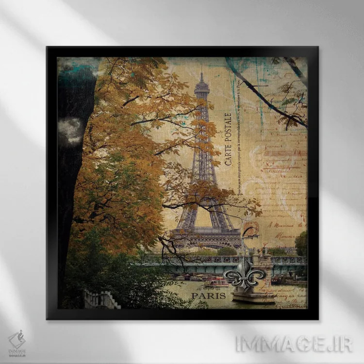 تابلو دکوراتیو "رمانس ایفل III" اثر سندی لوید - نمای قابدار مشکی