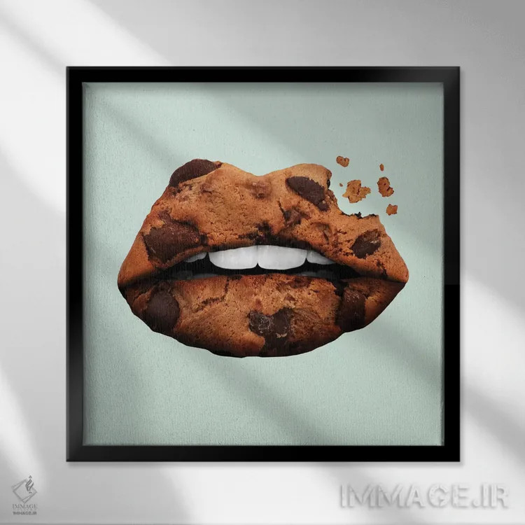 تابلو دکوراتیو "لب های کوکی" اثر یوناس لوس - نمای قابدار مشکی