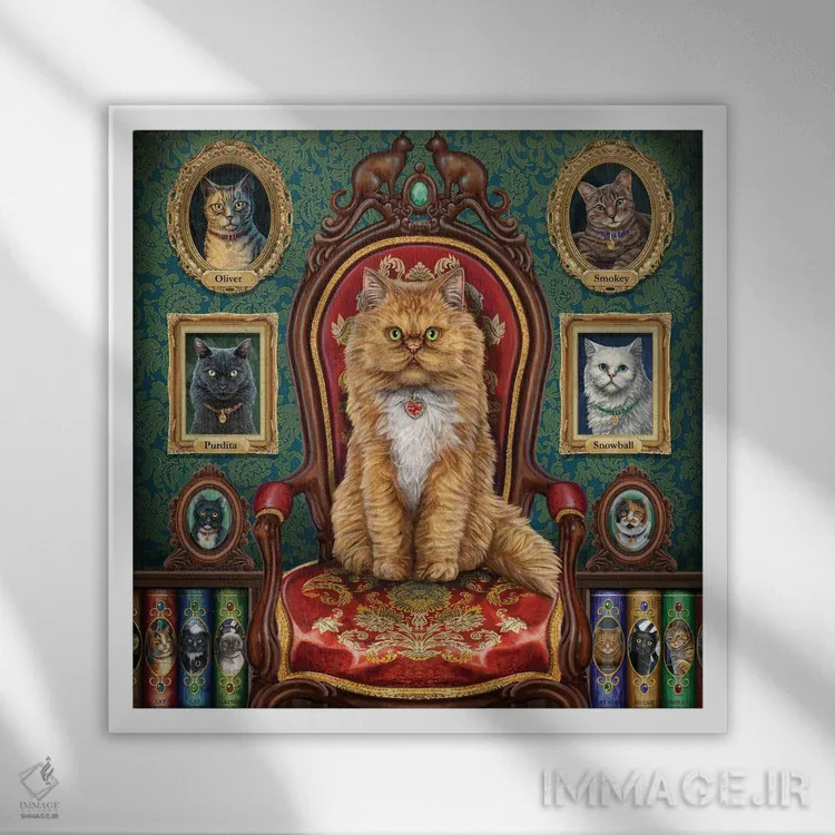 تابلو دکوراتیو "دیوانه وار عاشق گربه ها" اثر لیزا پارکر - نمای قابدار سفید