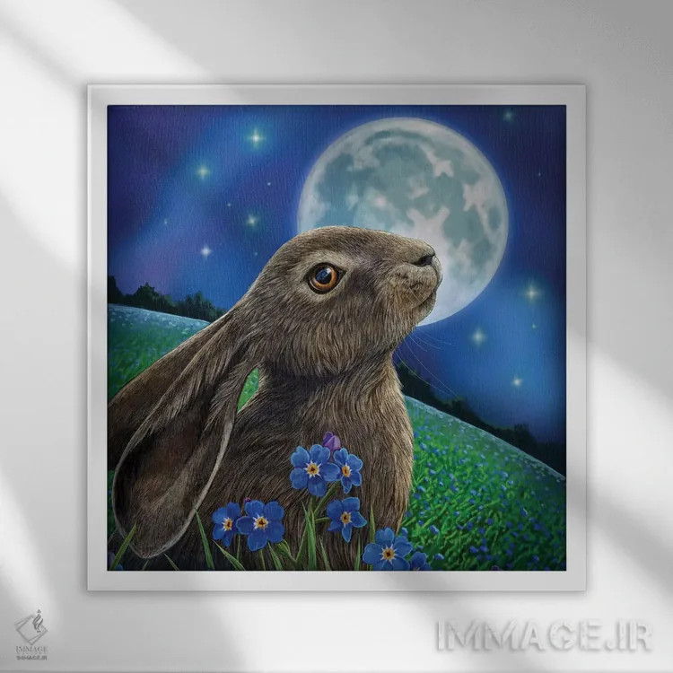 تابلو دکوراتیو "ماه نگر" اثر لیزا پارکر - نمای قابدار سفید