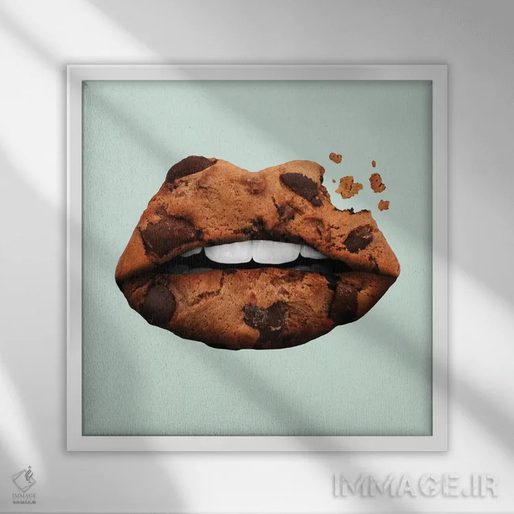 تابلو دکوراتیو "لب های کوکی" اثر یوناس لوس - نمای قابدار سفید