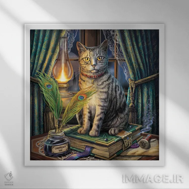 تابلو دکوراتیو "کتاب سایه ها" اثر لیزا پارکر - نمای قابدار سفید