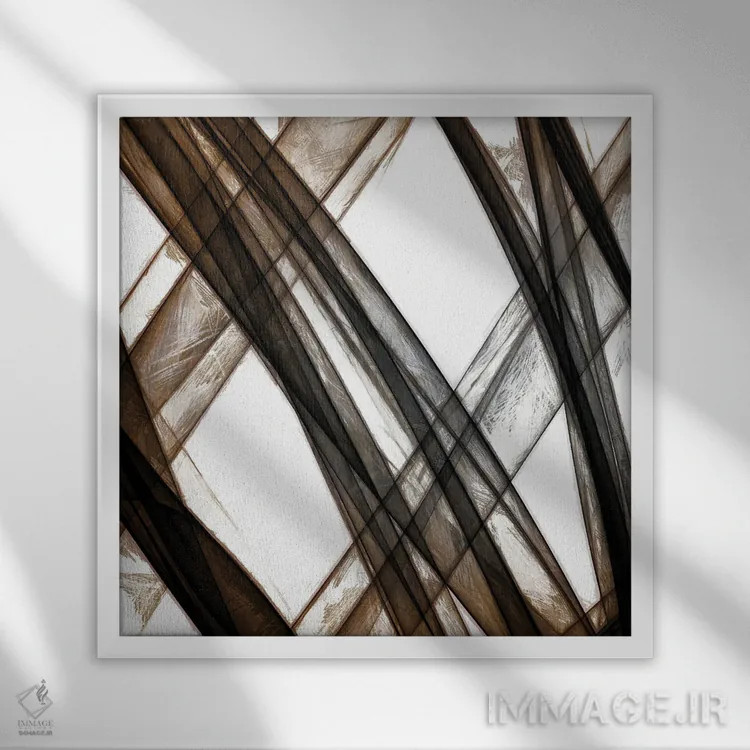 تابلو مینیمال "راه های متقاطع ۳" اثر آلونزو ساندرز - نمای قابدار سفید