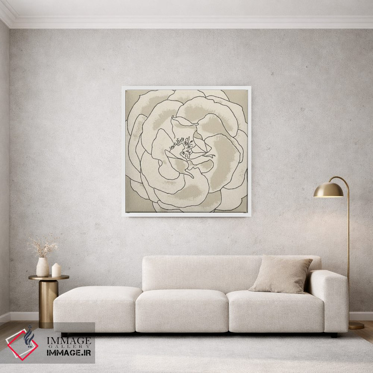 تابلو مدرن "شکوفه های بژ ۲" اثر آلونزو ساندرز - D1W