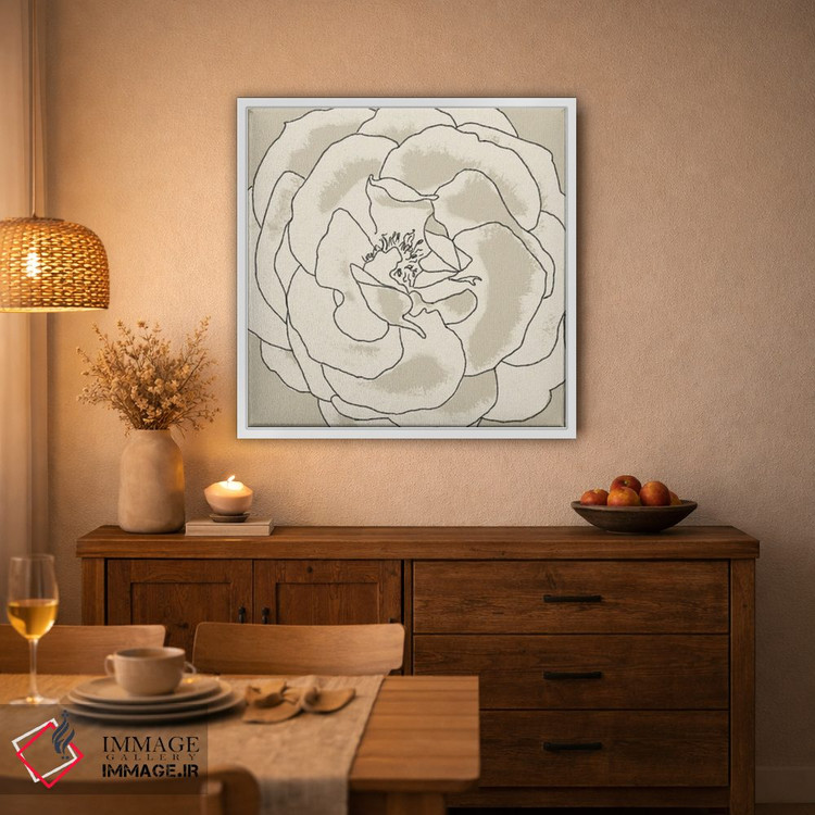 تابلو مدرن "شکوفه های بژ ۲" اثر آلونزو ساندرز - D3W