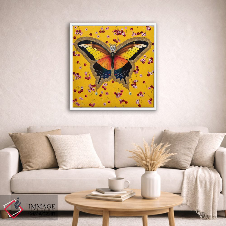 تابلو دکوراتیو "پروانه با گیلاس" اثر لیوا پاکالنه فانلی - D2W