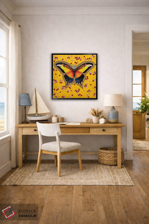 تابلو دکوراتیو "پروانه با گیلاس" اثر لیوا پاکالنه فانلی - D4B