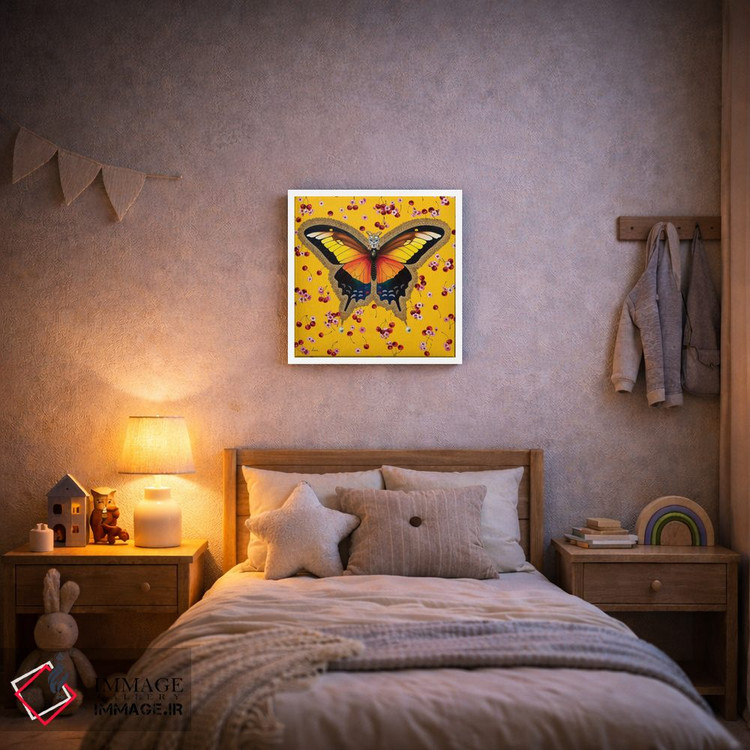 تابلو دکوراتیو "پروانه با گیلاس" اثر لیوا پاکالنه فانلی - D5W