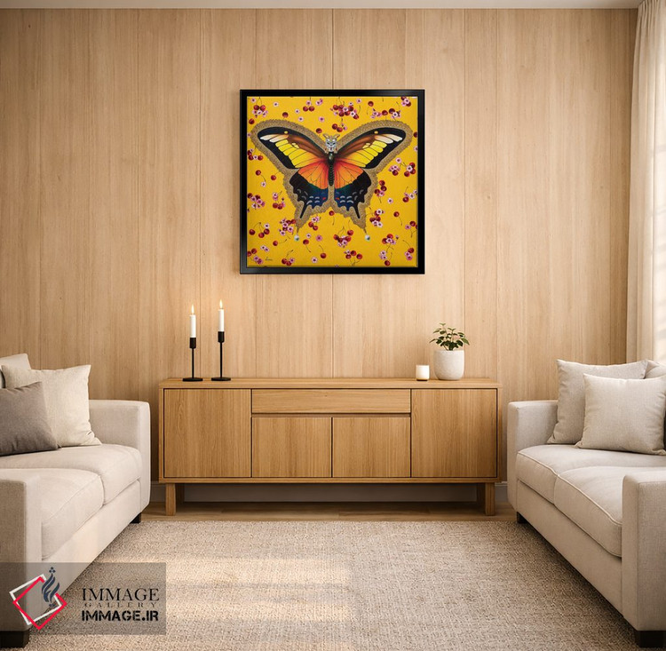 تابلو دکوراتیو "پروانه با گیلاس" اثر لیوا پاکالنه فانلی - D3B
