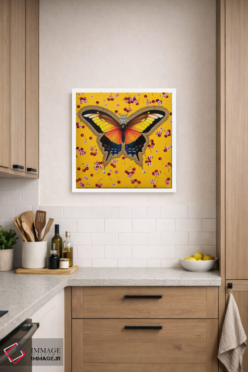 تابلو دکوراتیو "پروانه با گیلاس" اثر لیوا پاکالنه فانلی - D6W