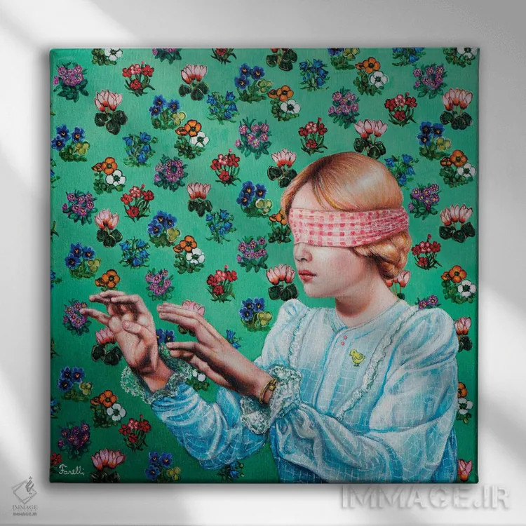 تابلو دکوراتیو "بازی کورکورانه " اثر لیوا پاکالنه فانلی - نمای روبهرو روی دیوار