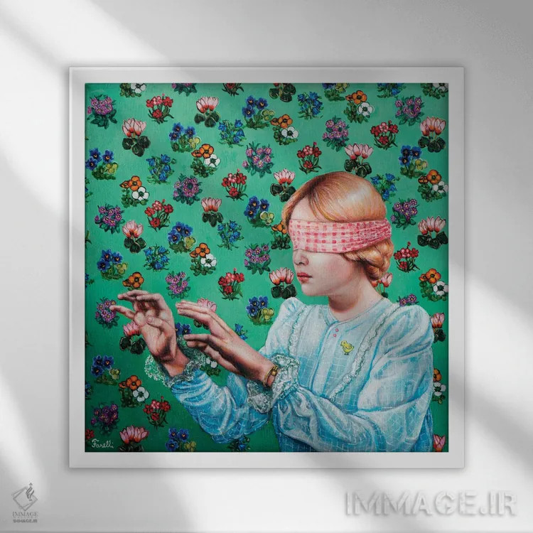 تابلو دکوراتیو "بازی کورکورانه " اثر لیوا پاکالنه فانلی - نمای قابدار سفید