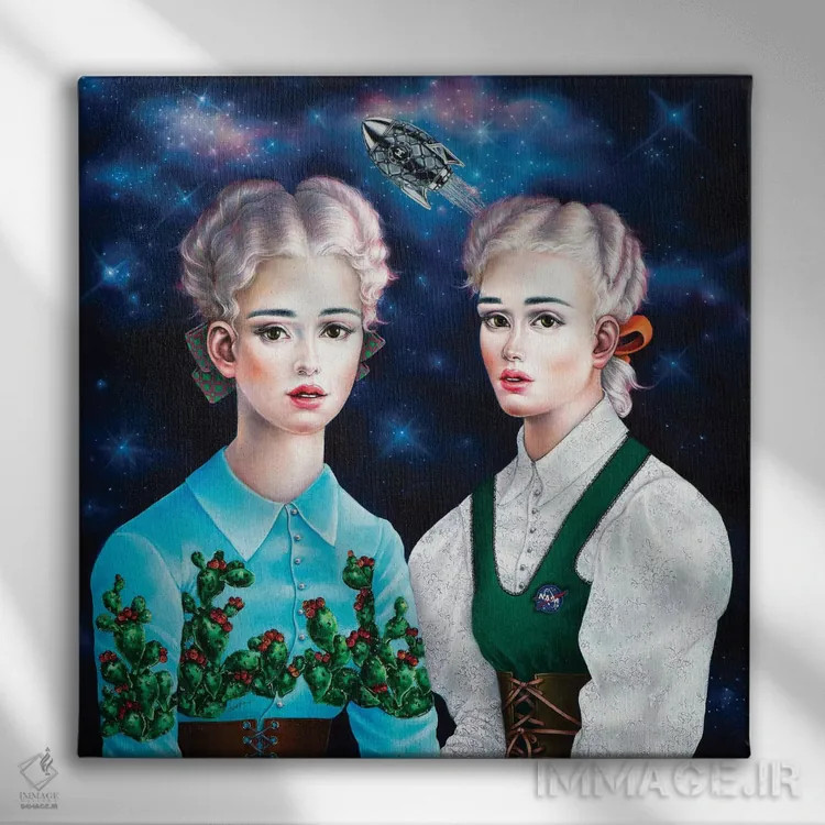 تابلو دکوراتیو همسران فضانوردان اثر لیوا پاکالنه فانلی - نمای روبهرو روی دیوار