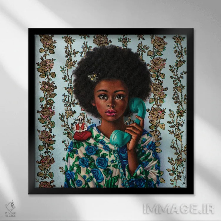 تابلو دکوراتیو سلام!؟ اثر لیوا پاکالنه فانلی - نمای قابدار مشکی