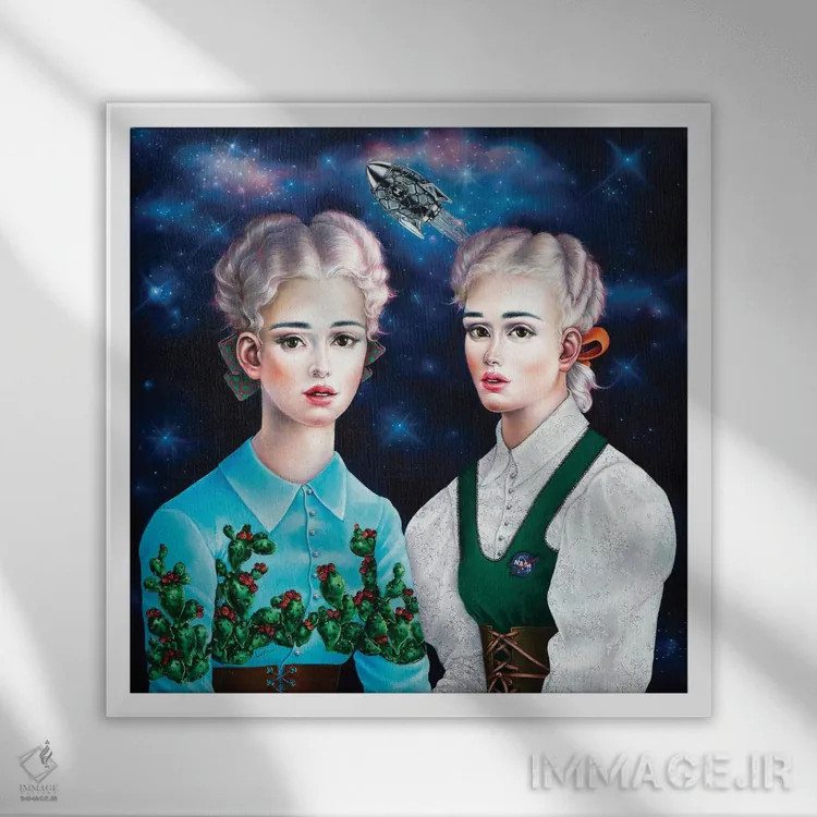 تابلو دکوراتیو همسران فضانوردان اثر لیوا پاکالنه فانلی - نمای قابدار سفید