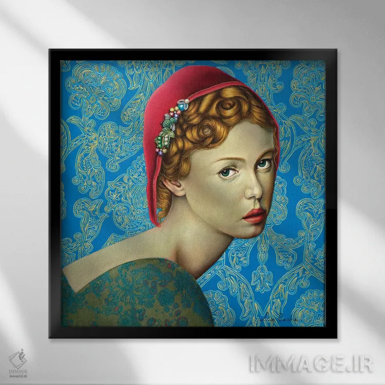 تابلو دکوراتیو شنل قرمزی اثر لیوا پاکالنه فانلی - نمای قابدار مشکی