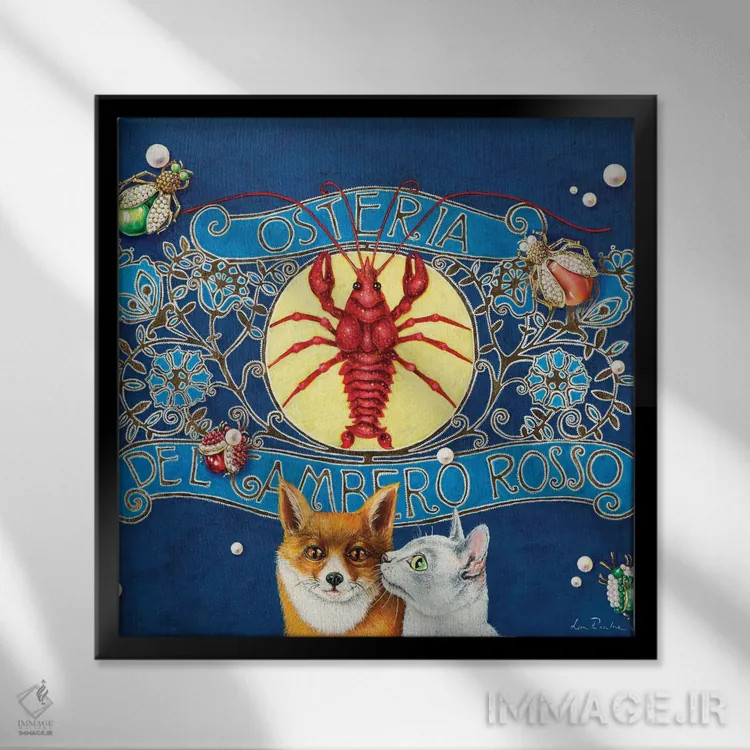 تابلو دکوراتیو رستوران خرچنگ اثر لیوا پاکالنه فانلی - نمای قابدار مشکی