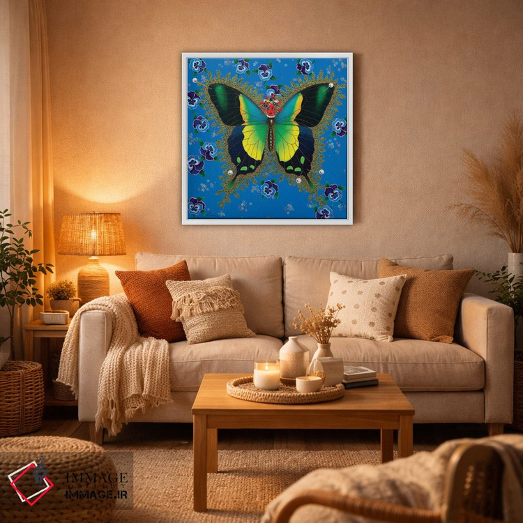 تابلو دکوراتیو پروانه با بنفشه ها اثر لیوا پاکالنه فانلی - D5W