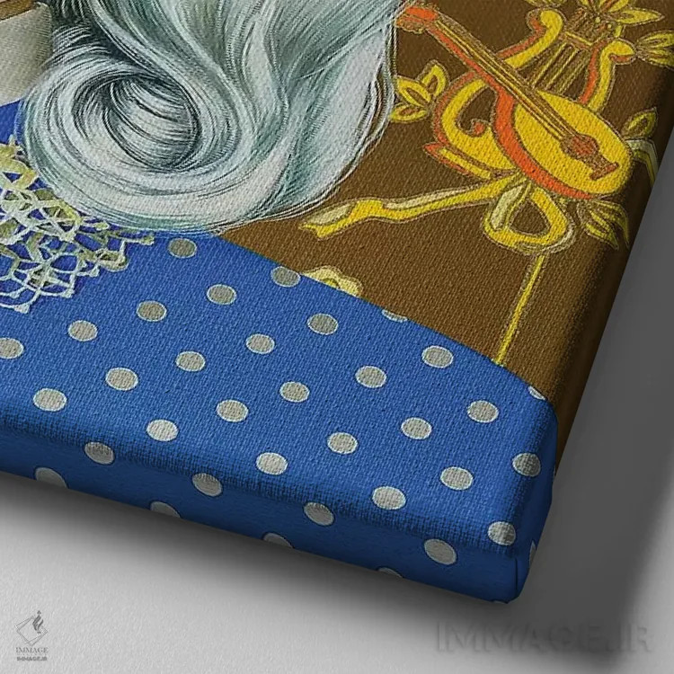 تابلو دکوراتیو دختری با موهای سفید اثر لیوا پاکالنه فانلی - نمای نزدیک بافت بوم