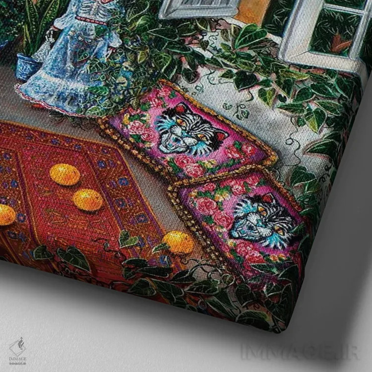 تابلو دکوراتیو درخت پرتقال اثر لیوا پاکالنه فانلی - نمای نزدیک بافت بوم