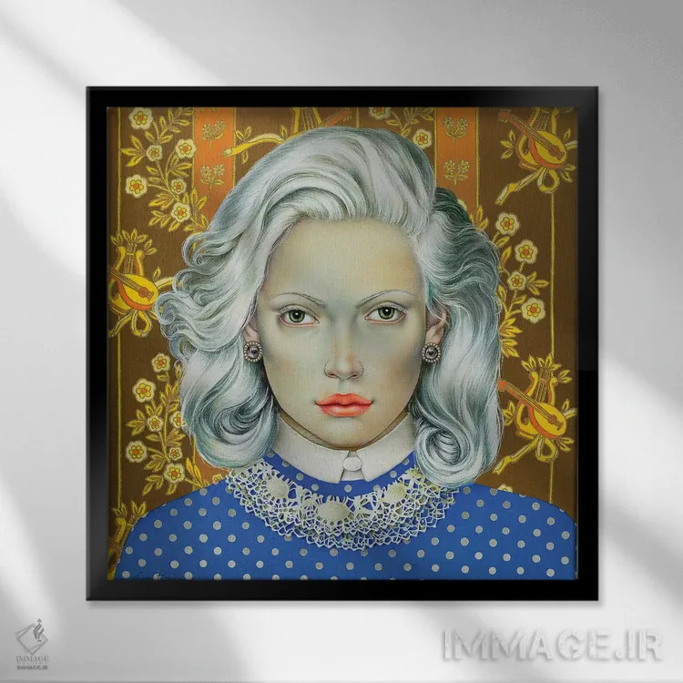 تابلو دکوراتیو دختری با موهای سفید اثر لیوا پاکالنه فانلی - نمای قابدار مشکی