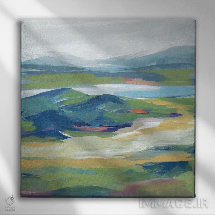 تابلو انتزاعی دشت غرش کنان اثر لرا - نمای روبهرو روی دیوار