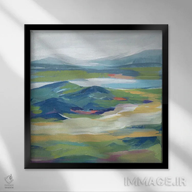 تابلو انتزاعی دشت غرش کنان اثر لرا - نمای قابدار مشکی