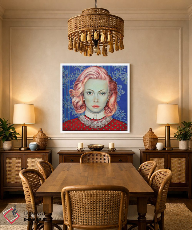 تابلو دکوراتیو دختری با موهای صورتی اثر لیوا پاکالنه فانلی - D4W