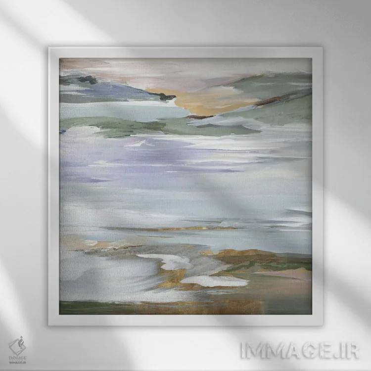 تابلو انتزاعی فواره خاموش ۲ اثر لرا - نمای قابدار سفید