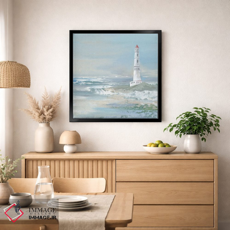 تابلو دکوراتیو فانوس دریایی اقیانوس آبی اثر لرا - D2B