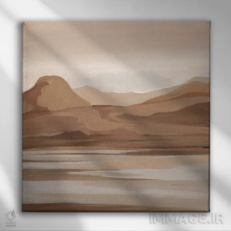 تابلو انتزاعی تپه های شنی اثر لرا - نمای روبهرو روی دیوار