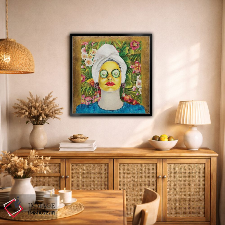 تابلو دکوراتیو دختری با ماسک طلایی صورت اثر لیوا پاکالنه فانلی - D1B