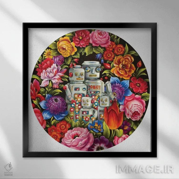 تابلو دکوراتیو خانواده قلع اثر لیوا پاکالنه فانلی - نمای قابدار مشکی