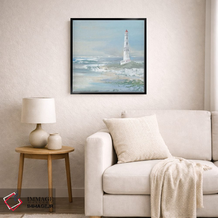 تابلو دکوراتیو فانوس دریایی اقیانوس آبی اثر لرا - D6B