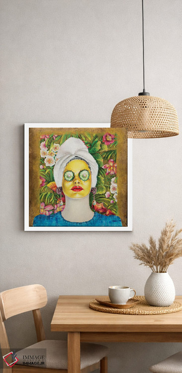 تابلو دکوراتیو دختری با ماسک طلایی صورت اثر لیوا پاکالنه فانلی - D2W