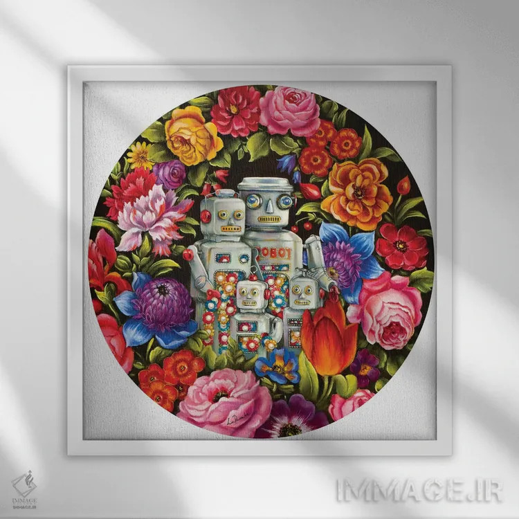 تابلو دکوراتیو خانواده قلع اثر لیوا پاکالنه فانلی - نمای قابدار سفید