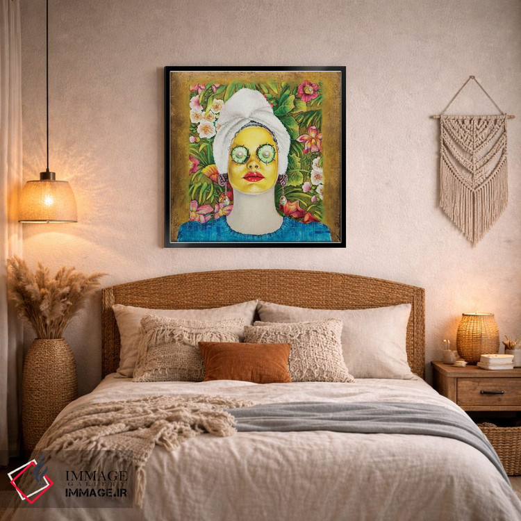 تابلو دکوراتیو دختری با ماسک طلایی صورت اثر لیوا پاکالنه فانلی - D4B