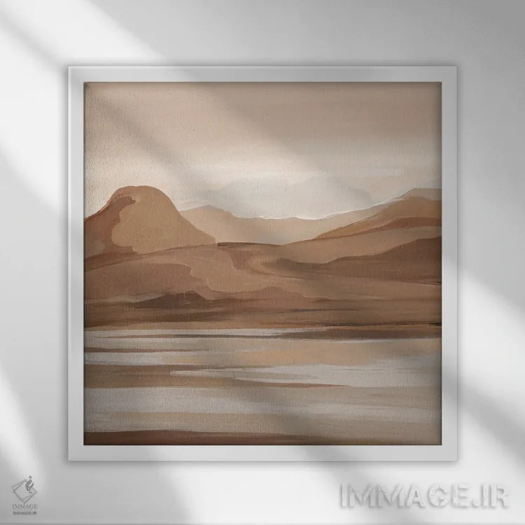 تابلو انتزاعی تپه های شنی اثر لرا - نمای قابدار سفید